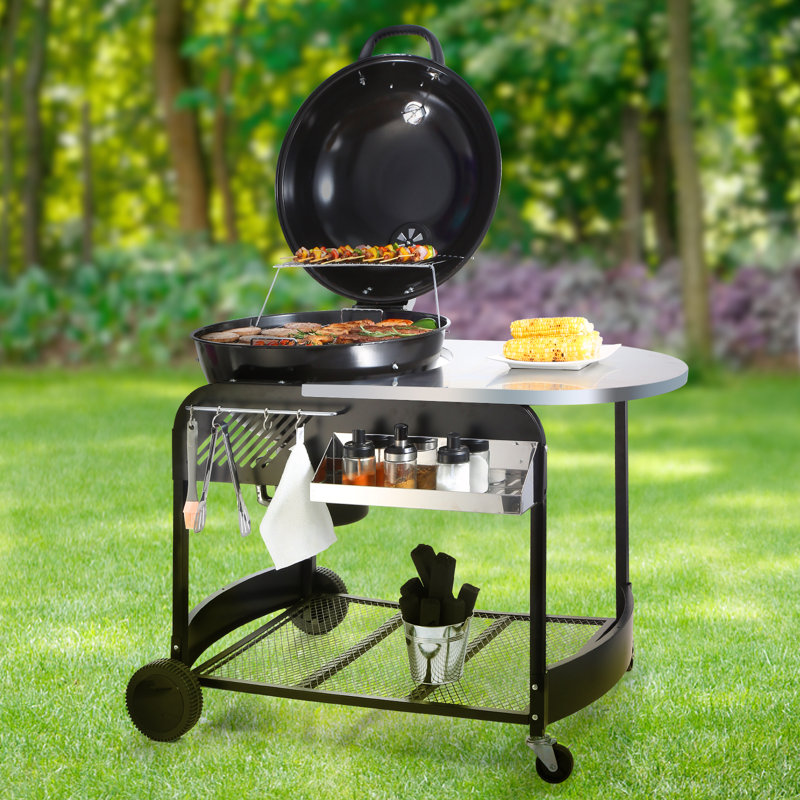 21 inch Kettle Charcoal Grill BBQ Portable Grill with Cart Outdoor Cooking